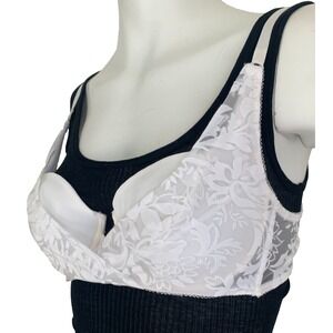 Vintage Bolero Bra Pre-Formed Demi Cup Burnout Overlay Made France White 34B EUC